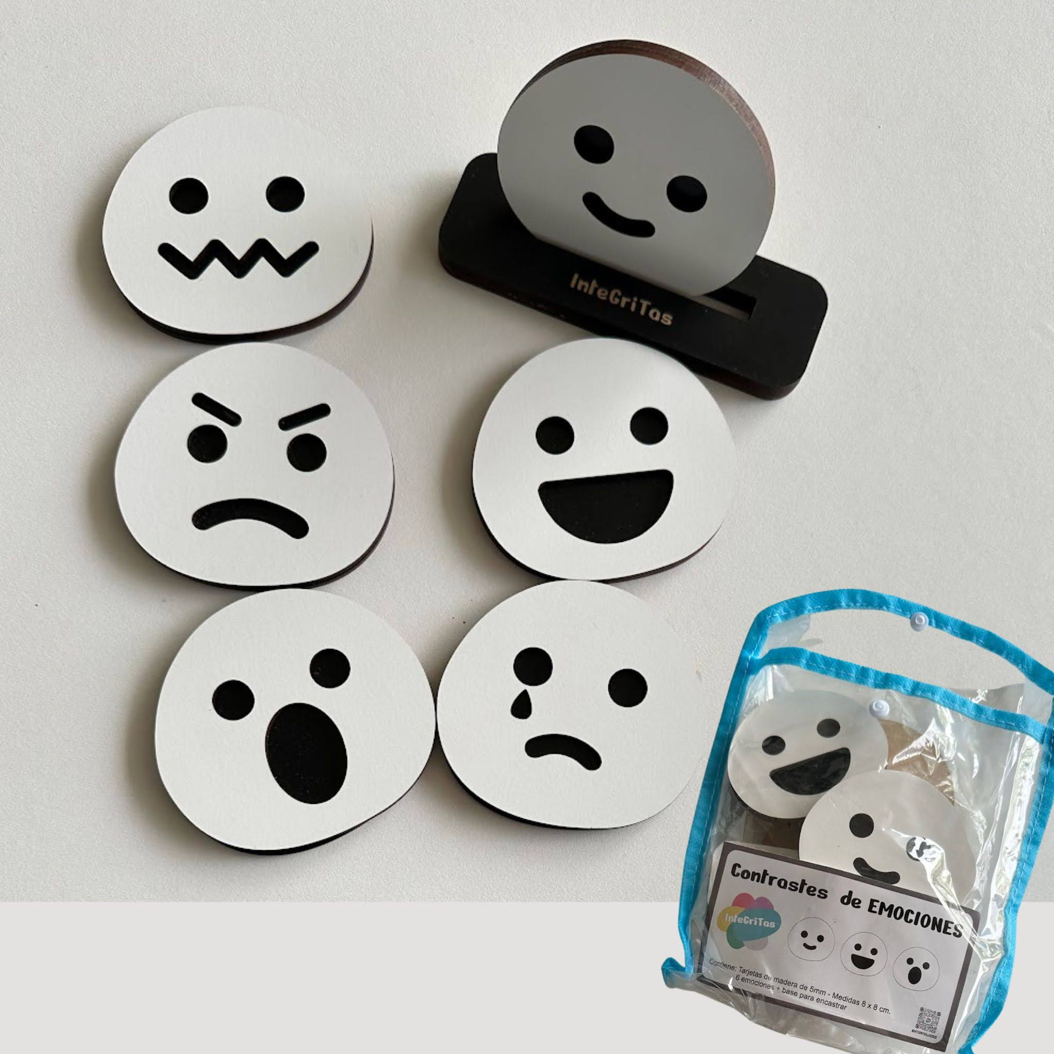 set de emociones en madera