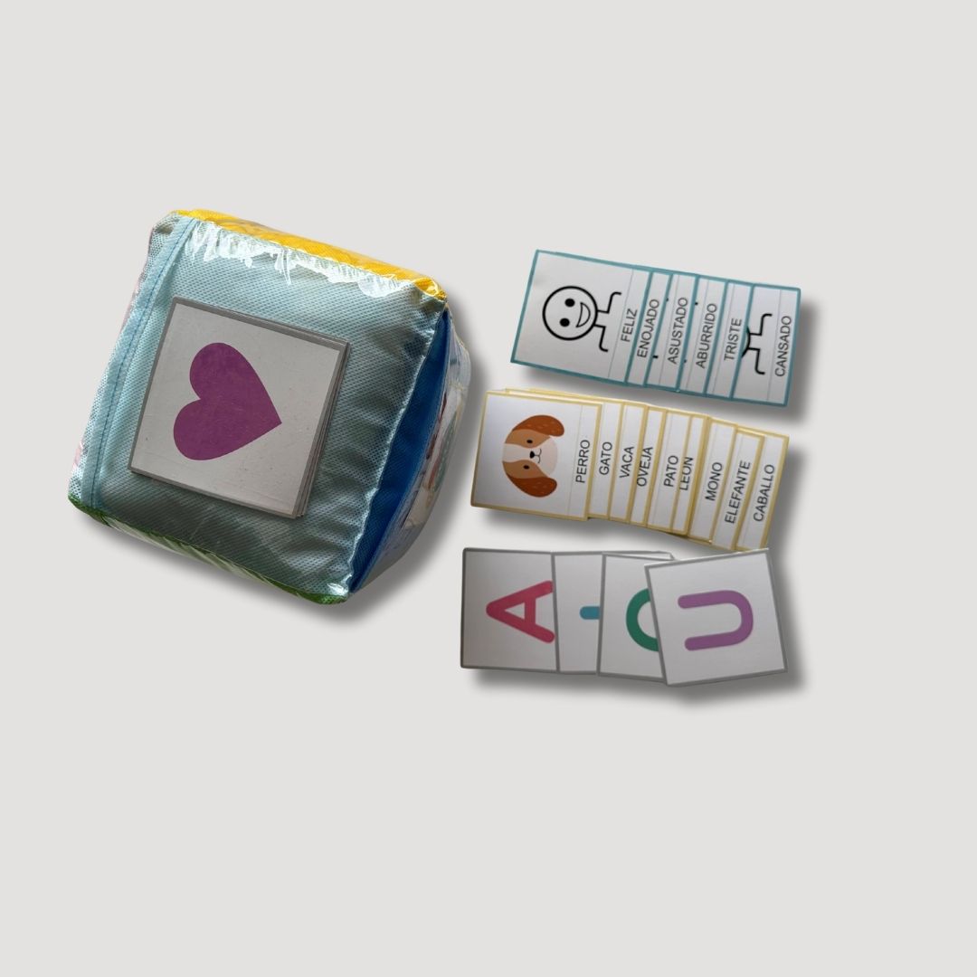 Cubo Didáctico de Tela con Tarjetas Intercambiables - Imagen 2