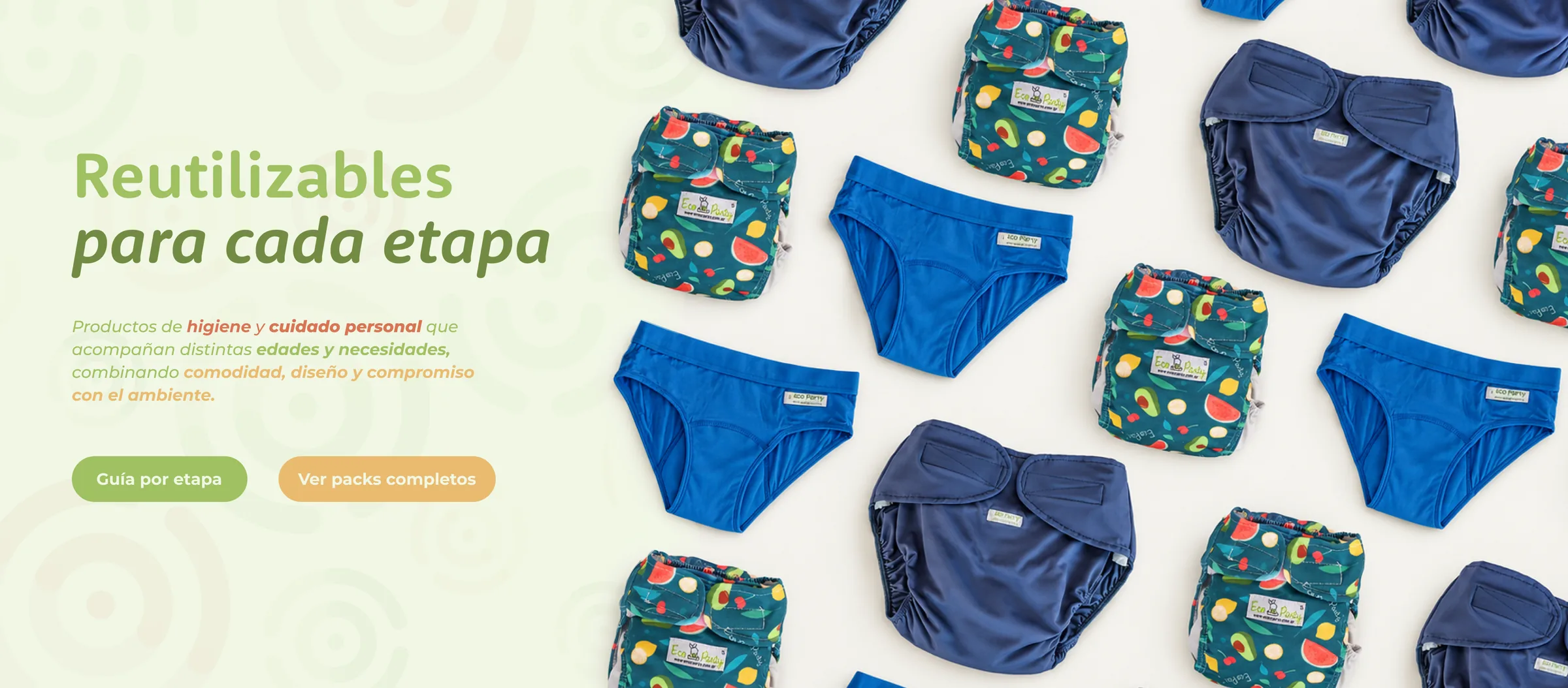 Pañales y bombachas reutilizables Eco Party para cada etapa